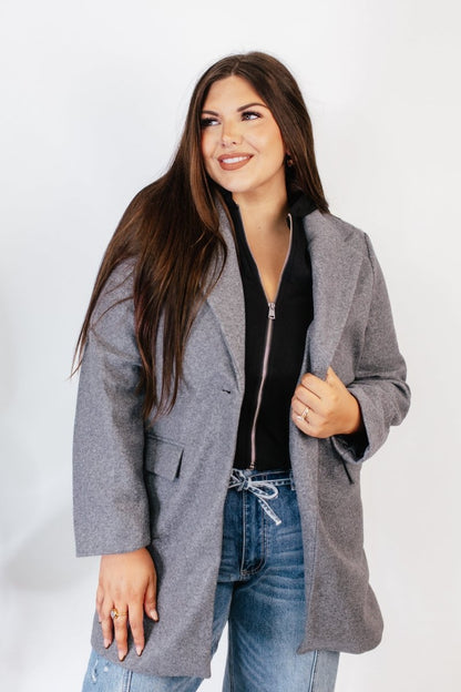 BLACK FRIDAY DEAL: Timeless Tailored Coat In Grey - Macoma Boutique240 Jackets/Blazers