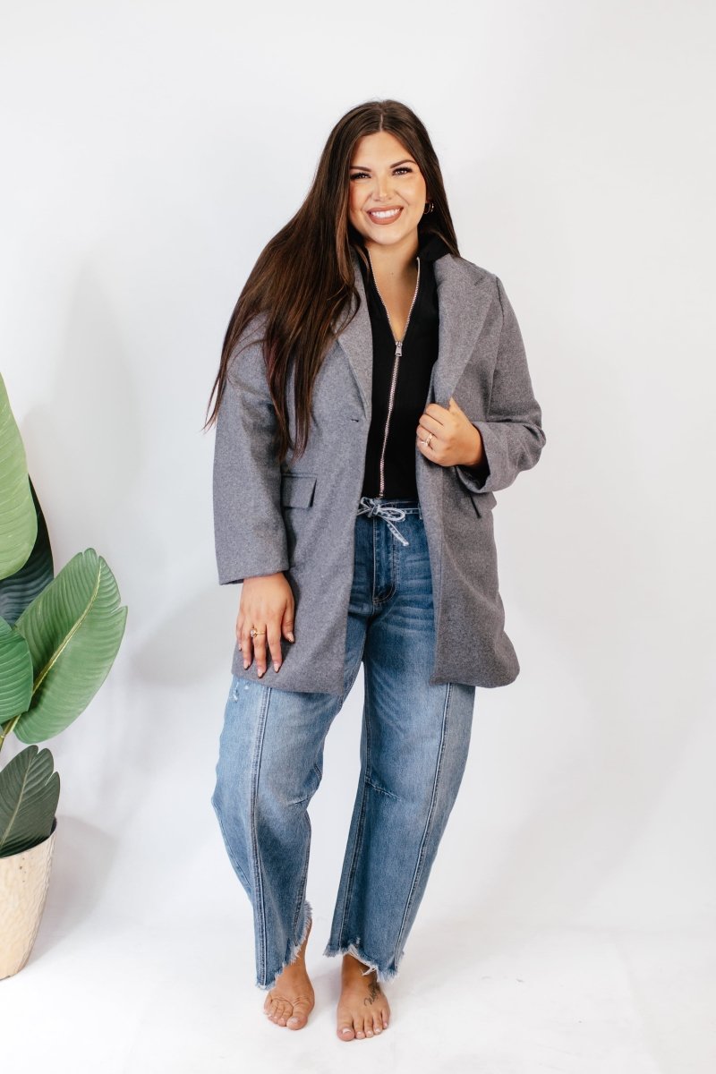 BLACK FRIDAY DEAL: Timeless Tailored Coat In Grey - Macoma Boutique240 Jackets/Blazers