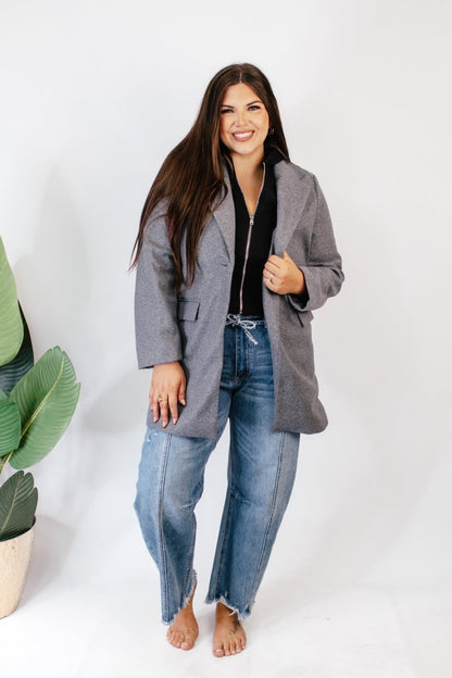 BLACK FRIDAY DEAL: Timeless Tailored Coat In Grey - Macoma Boutique240 Jackets/Blazers