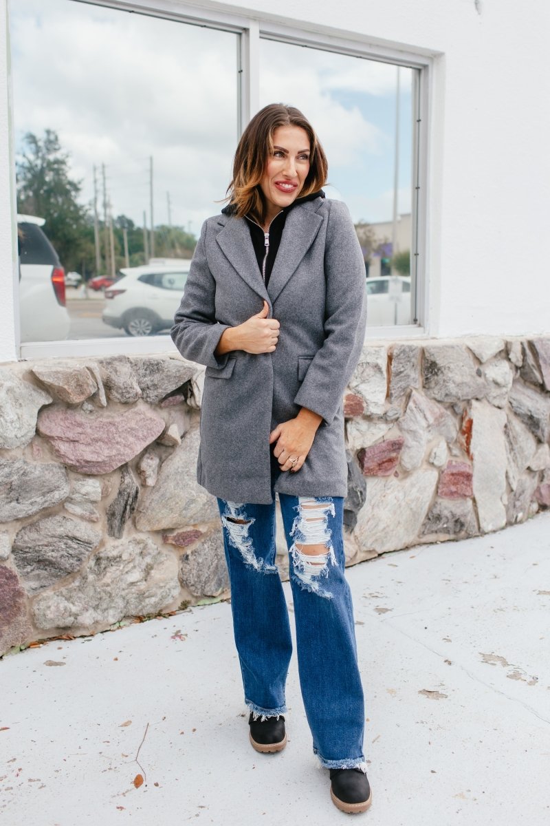 BLACK FRIDAY DEAL: Timeless Tailored Coat In Grey - Macoma Boutique240 Jackets/Blazers