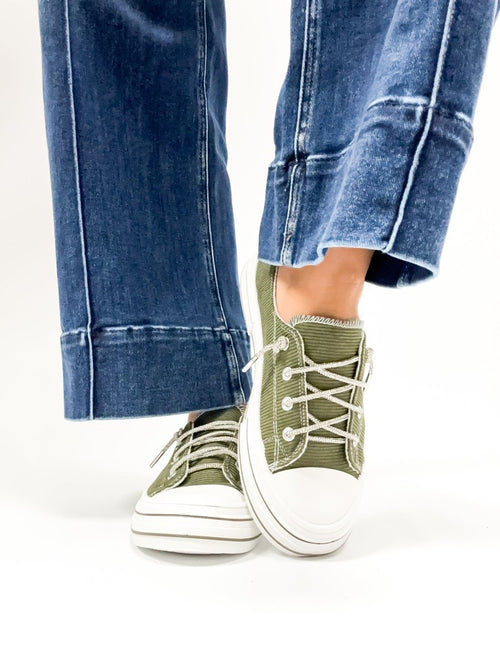 BLACK FRIDAY DEAL: Very G Khaki Rose Corduroy Sneakers - Macoma Boutique301 Sneakers