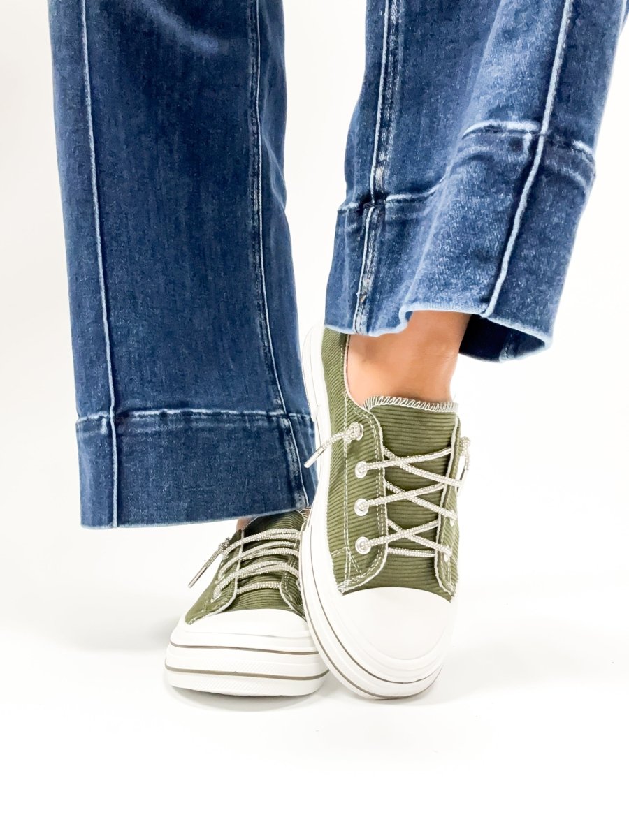 BLACK FRIDAY DEAL: Very G Khaki Rose Corduroy Sneakers - Macoma Boutique301 Sneakers