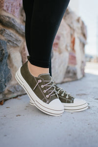 BLACK FRIDAY DEAL: Very G Khaki Rose Corduroy Sneakers