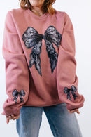 Black Lace Bow Graphic Pullover - FINAL SALE - Macoma Boutique555 Presales