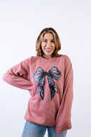 Black Lace Bow Graphic Pullover - FINAL SALE - Macoma Boutique555 Presales