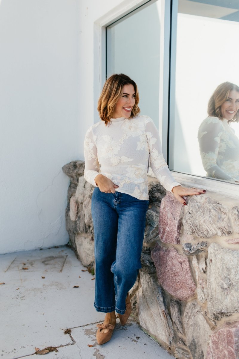 Bloom Boldly Top In Cream - Macoma Boutique120 Long Sleeve