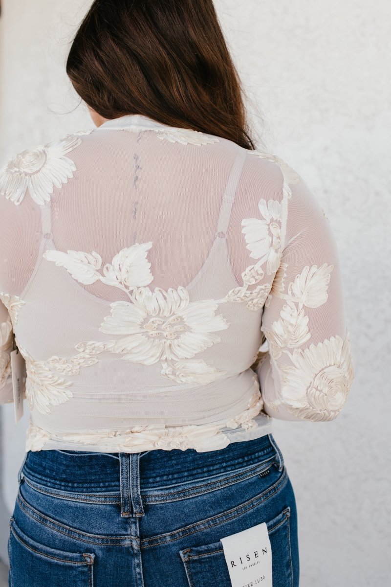 Bloom Boldly Top In Cream - Macoma Boutique120 Long Sleeve