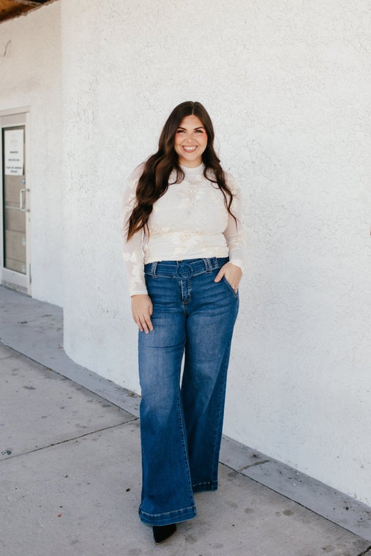 Bloom Boldly Top In Cream - Macoma Boutique120 Long Sleeve