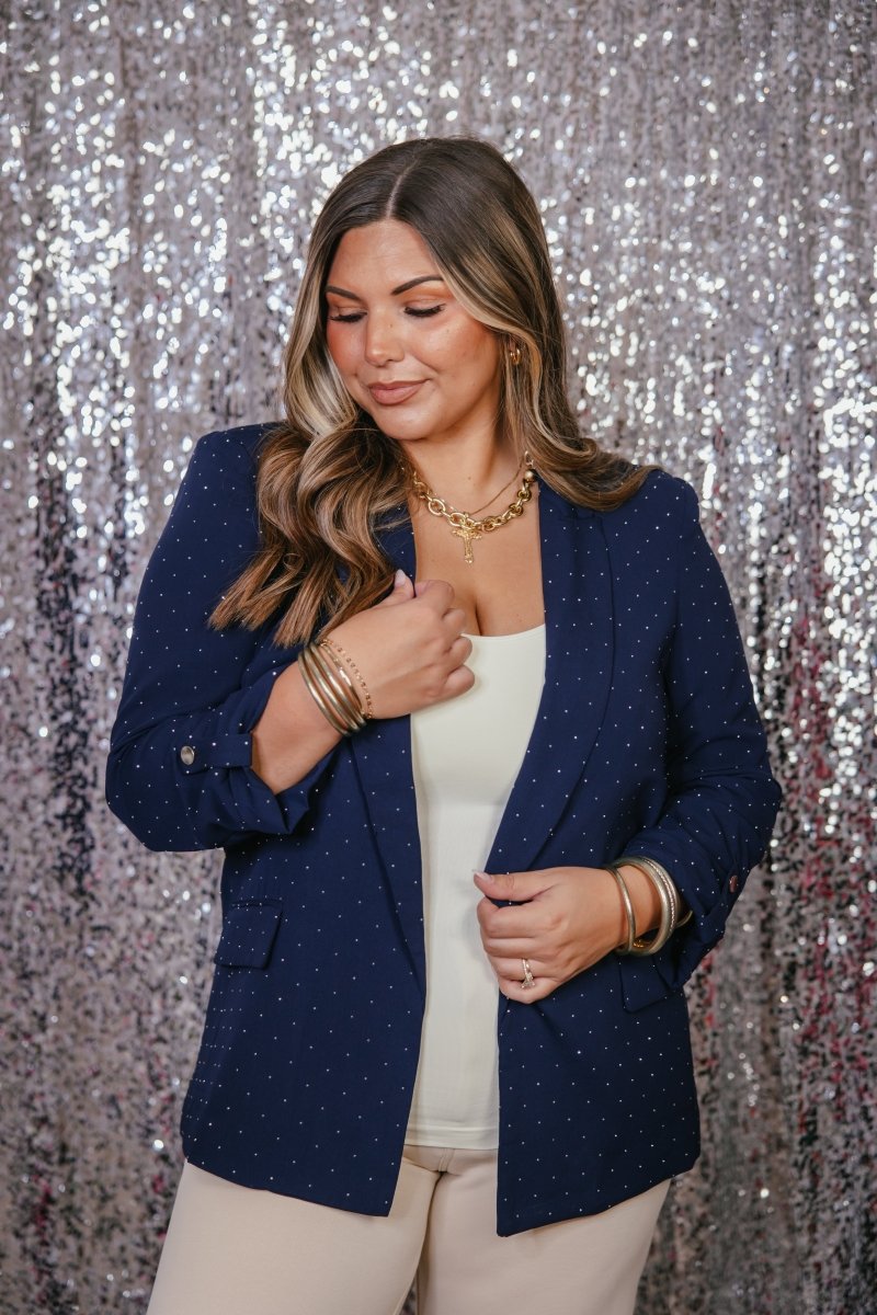 Boardroom Babe Blazer In Midnight Blue - Reg & Curvy - Macoma Boutique240 Jackets/Blazers