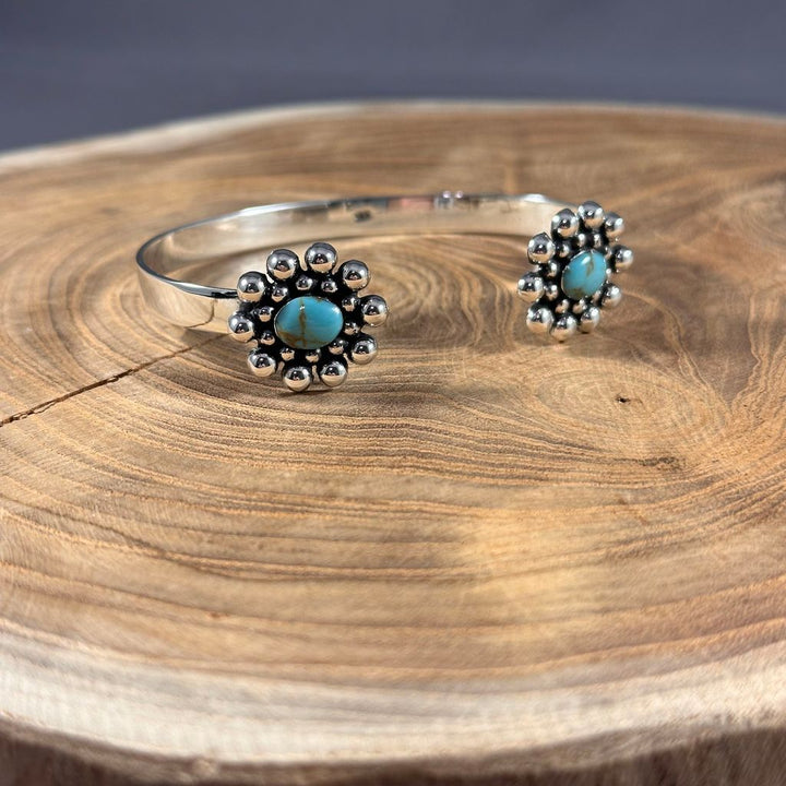 Boho Sol: Turquoise Blossom Cuff Bracelet - Macoma Boutique315 Jewelry
