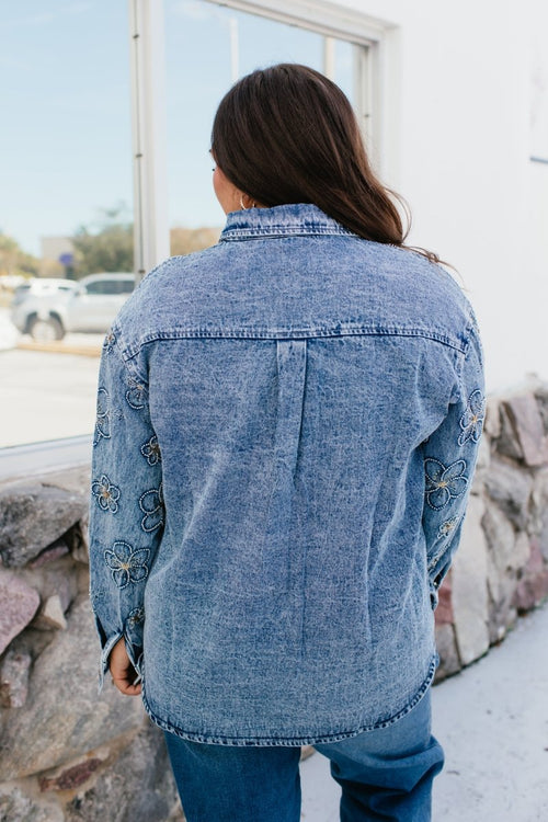 Botanical Blues Denim Shirt - Macoma Boutique120 Long Sleeve