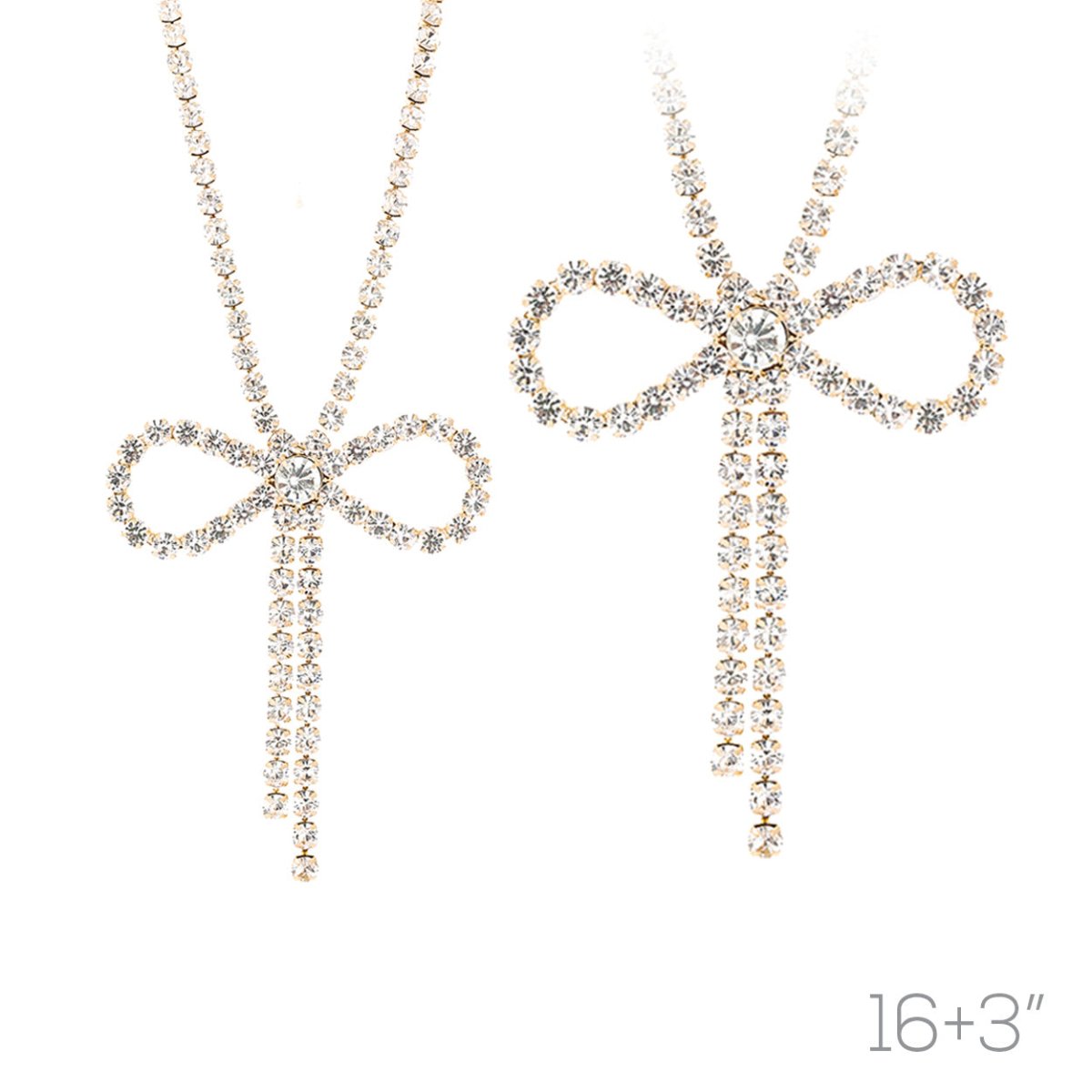 Bow & Behold Necklace In Gold Rhinestone - Macoma Boutique315 Jewelry