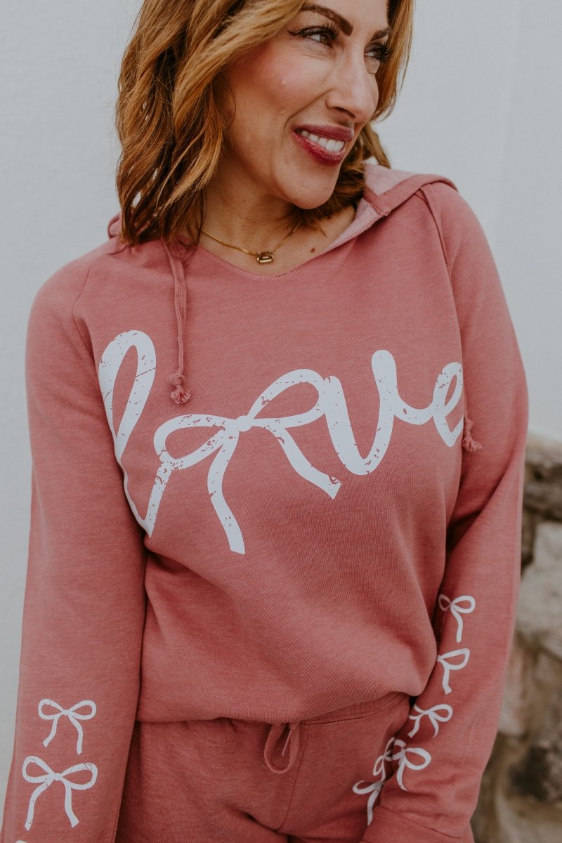 Bow Love Graphic Hoodie - FINAL SALE - Macoma Boutique555 Presales