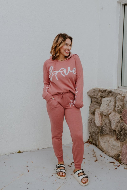 Bow Love Graphic Sweatpants - FINAL SALE - Macoma Boutique555 Presales
