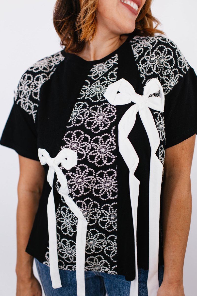 Bow - Tied Beauty Top - Reg/Curvy - FINAL SALE - Macoma Boutique100 Short Sleeve