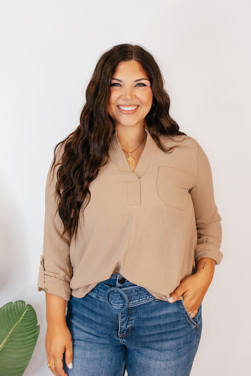 Breezy Button Top - Reg & Curvy - FINAL SALE - Macoma Boutique120 Long Sleeve