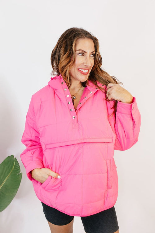 Bright Side Puffer Jacket In Pink - Reg & Curvy - Macoma Boutique240 Jackets/Blazers
