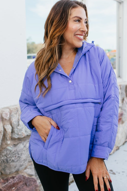 Bright Side Puffer Jacket In Purple - Macoma Boutique130 Sweaters