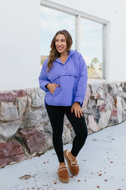 Bright Side Puffer Jacket In Purple - Macoma Boutique130 Sweaters