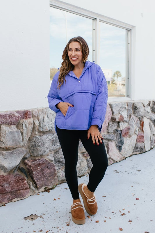 Bright Side Puffer Jacket In Purple - Macoma Boutique130 Sweaters