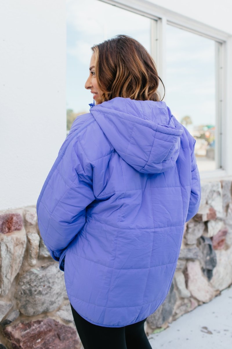 Bright Side Puffer Jacket In Purple - Macoma Boutique130 Sweaters