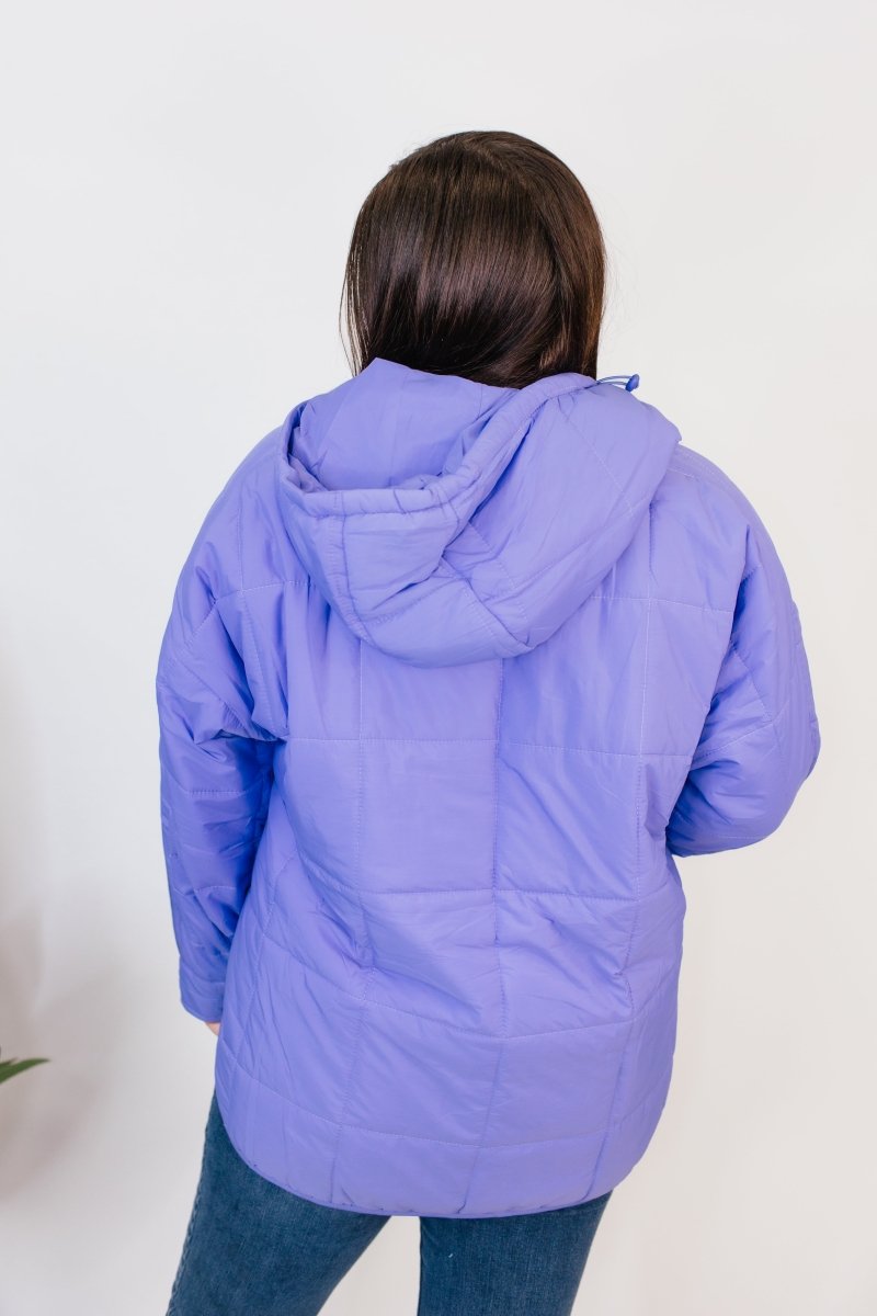 Bright Side Puffer Jacket In Purple - Macoma Boutique130 Sweaters