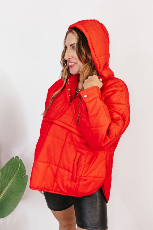 Bright Side Puffer Jacket In Red - Reg & Curvy - Macoma Boutique240 Jackets/Blazers