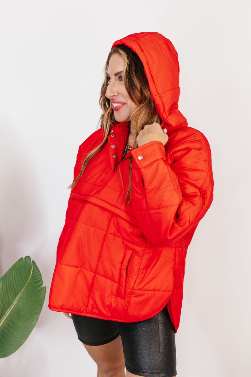 Bright Side Puffer Jacket In Red - Reg & Curvy - Macoma Boutique240 Jackets/Blazers