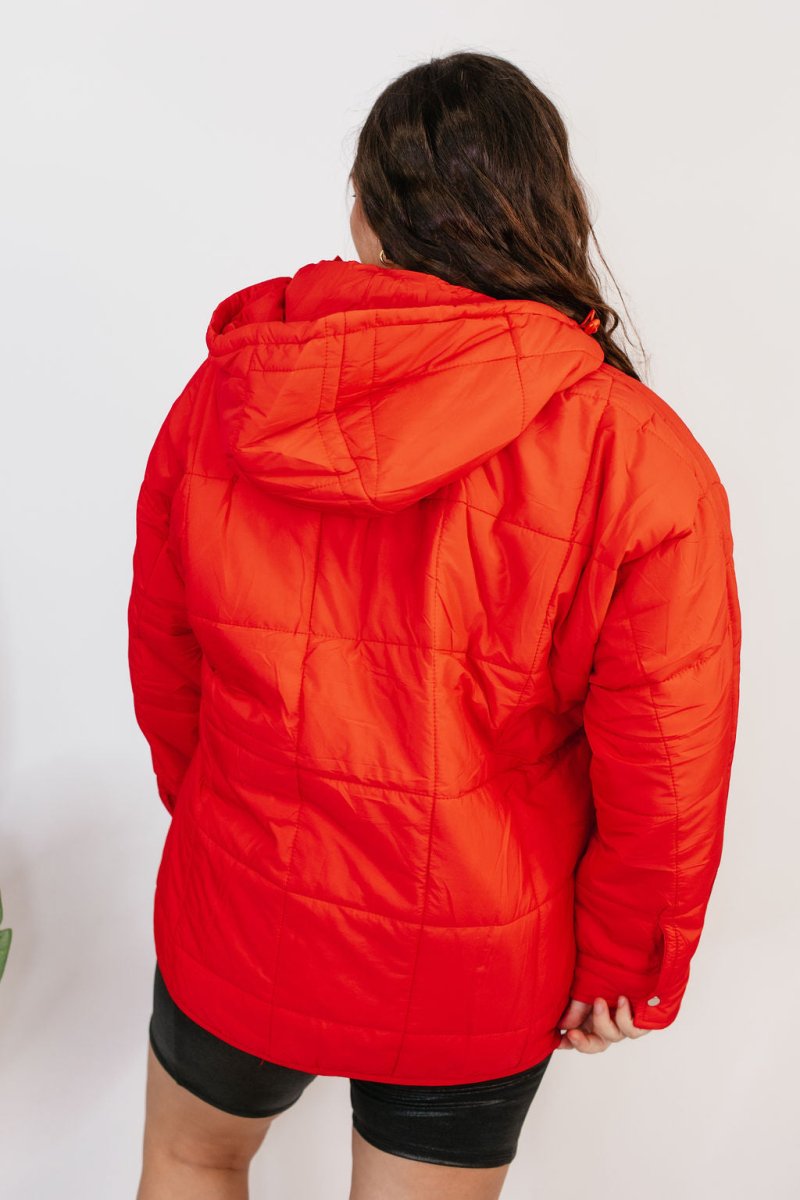Bright Side Puffer Jacket In Red - Reg & Curvy - Macoma Boutique240 Jackets/Blazers