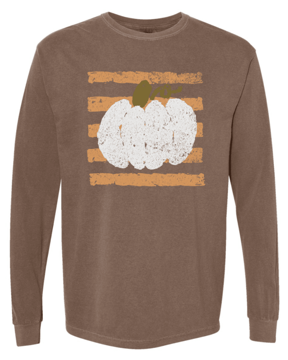 Brushed Pumpkin Graphic Long Sleeve Tee - FINAL SALE - Macoma Boutique555 Presales