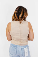 Button Down Vest in Latte - Reg/Curvy - FINAL SALE - Macoma Boutique110 Tanks