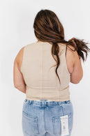 Button Down Vest in Latte - Reg/Curvy - FINAL SALE - Macoma Boutique110 Tanks