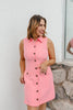 Buttoned Beauty Dress In Light Pink - Macoma Boutique250 Dresses