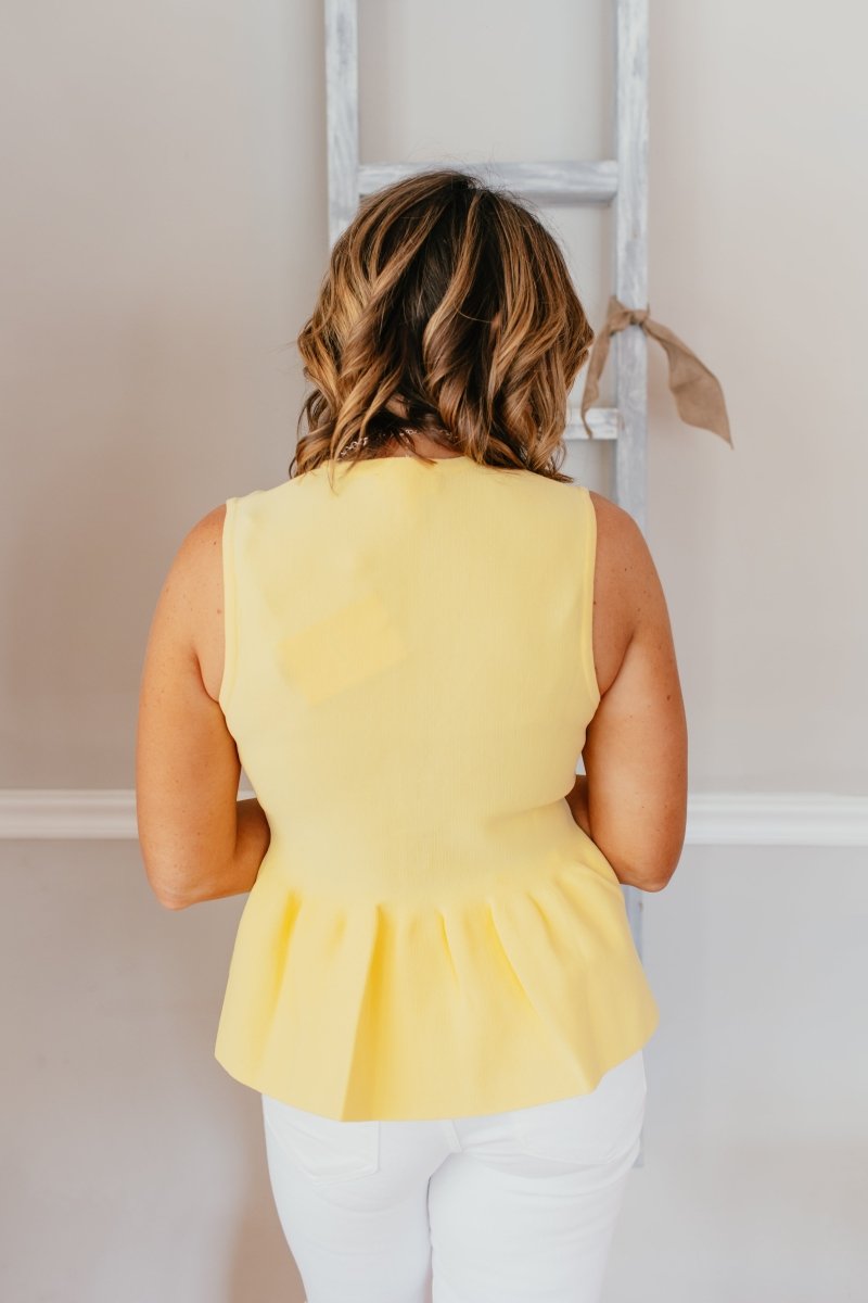 Buttoned Bliss Top In Lemon - Macoma Boutique100 Short Sleeve