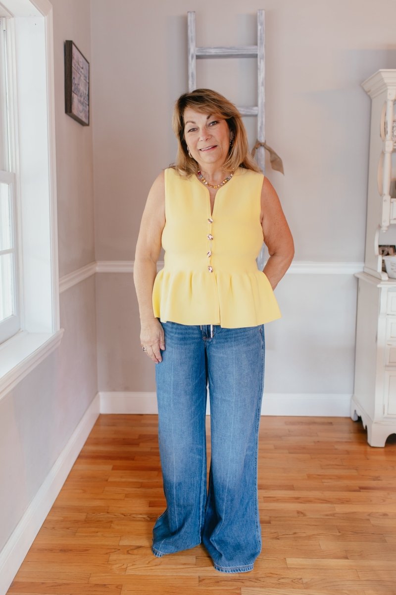 Buttoned Bliss Top In Lemon - Macoma Boutique100 Short Sleeve