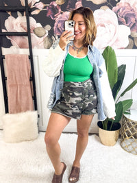 Buttoned Blooms Denim Shirt