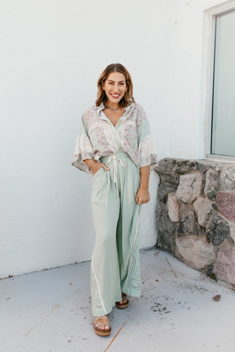 Buttons In A Row Top - Macoma Boutique100 Short Sleeve