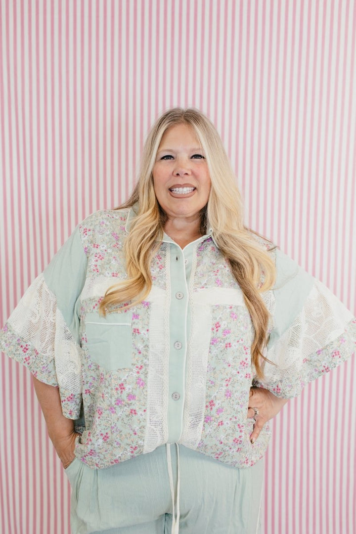 Buttons In A Row Top - Macoma Boutique100 Short Sleeve