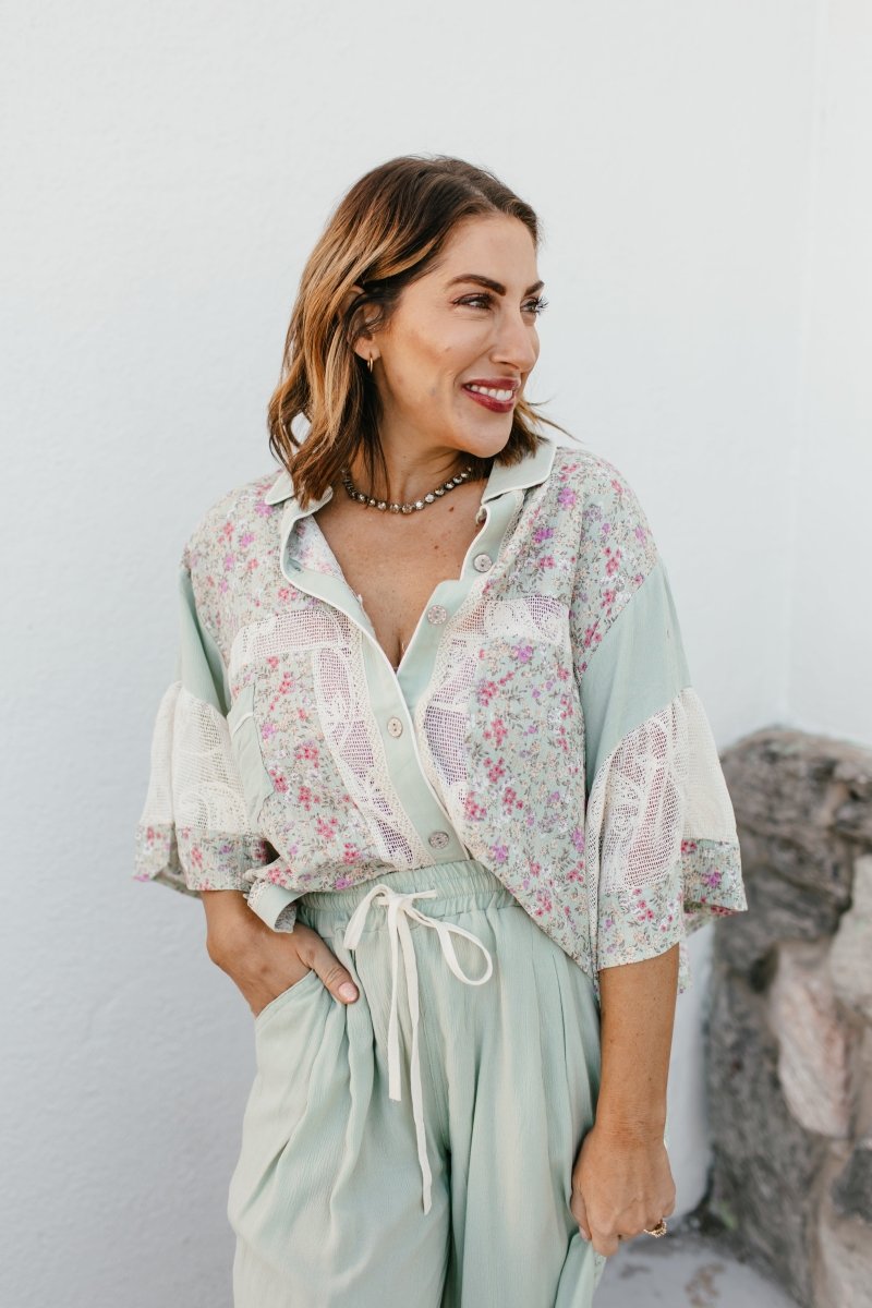 Buttons In A Row Top - Macoma Boutique100 Short Sleeve