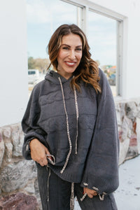 Cable Crush Knit Hoodie