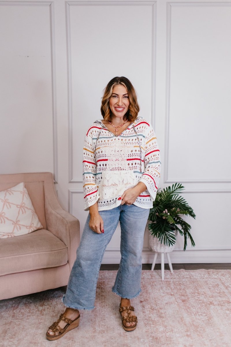 Carefree Stripes Hooded Sweater - FINAL SALE - Macoma Boutique130 Sweaters