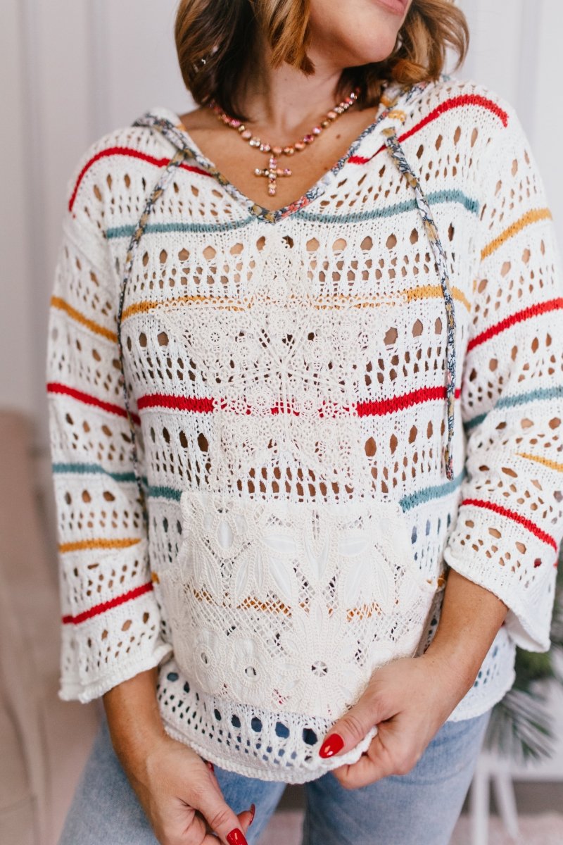 Carefree Stripes Hooded Sweater - FINAL SALE - Macoma Boutique130 Sweaters