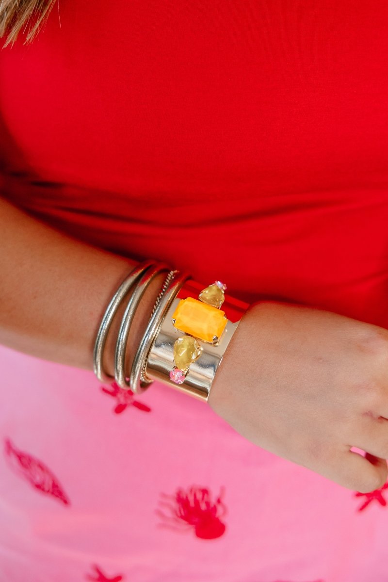 Caught My Eye Cuff Bracelet in Mango Tango - Macoma Boutique315 Jewelry