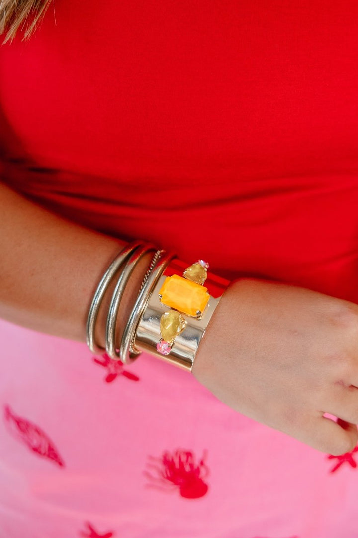 Caught My Eye Cuff Bracelet in Mango Tango - Macoma Boutique315 Jewelry