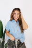Chambray Stripes Top - FINAL SALE - Macoma Boutique100 Short Sleeve