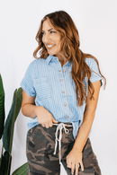 Chambray Stripes Top - FINAL SALE - Macoma Boutique100 Short Sleeve