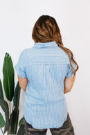 Chambray Stripes Top - FINAL SALE - Macoma Boutique100 Short Sleeve
