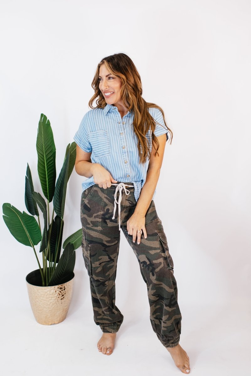 Chambray Stripes Top -FINAL SALE