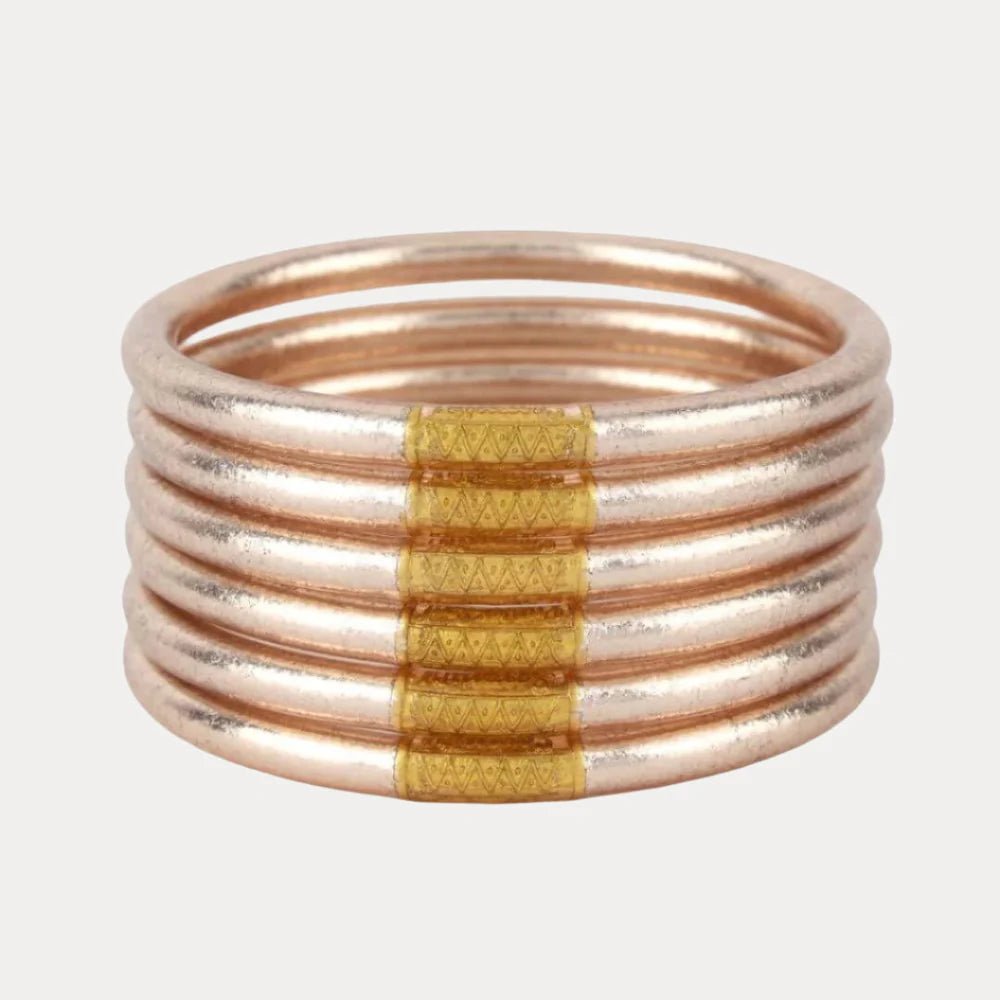 Champagne All Weather Bangles (Set Of 6) In Serenity - Macoma Boutique310 Accessories/Jewelry