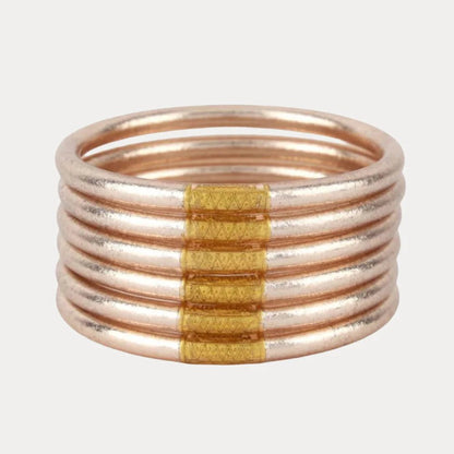 Champagne All Weather Bangles (Set Of 6) In Serenity - Macoma Boutique310 Accessories/Jewelry